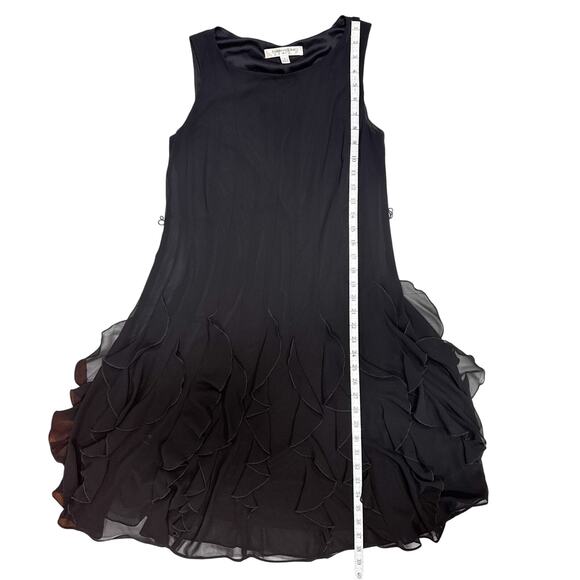 Vintage Evan Picone Ruffle Chiffon Black Fit & Flare Dress Size 4 - Picture 14 of 14